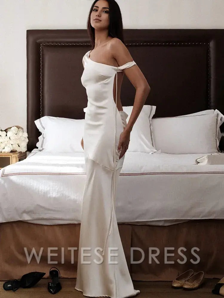 Dress Satin Sexy Backless Bandage Maxi Dress For Women Apricot Sleeveless Evening Dress Autumn Slim Elegant Party Prom Dress