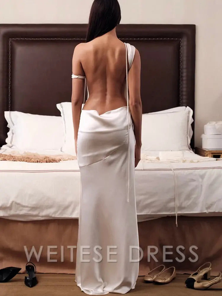 Dress Satin Sexy Backless Bandage Maxi Dress For Women Apricot Sleeveless Evening Dress Autumn Slim Elegant Party Prom Dress