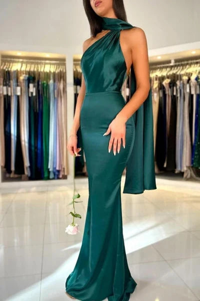 Dress Sexy Dark Green Sleeveless High Neck Mermaid Backless Evening Dress Prom Dress