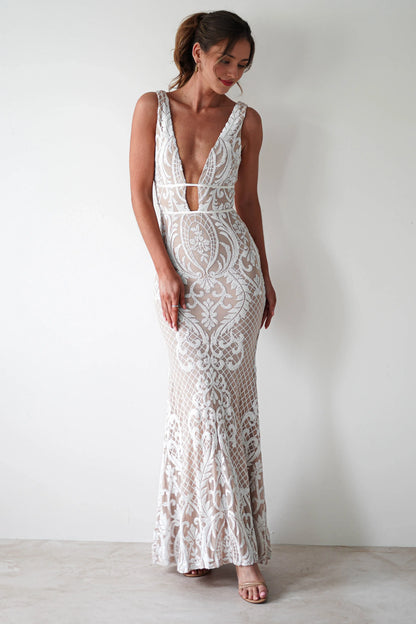 Dress Sexy Deep V Neck Mermaid Trumpet Sequin Gown Sleeveless Backless Floor-Length Prom Dress