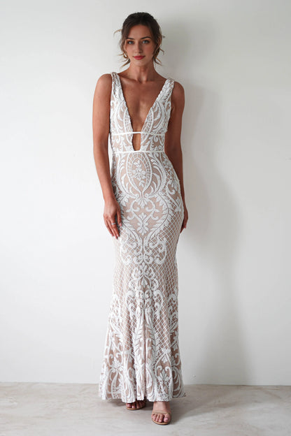 Dress Sexy Deep V Neck Mermaid Trumpet Sequin Gown Sleeveless Backless Floor-Length Prom Dress