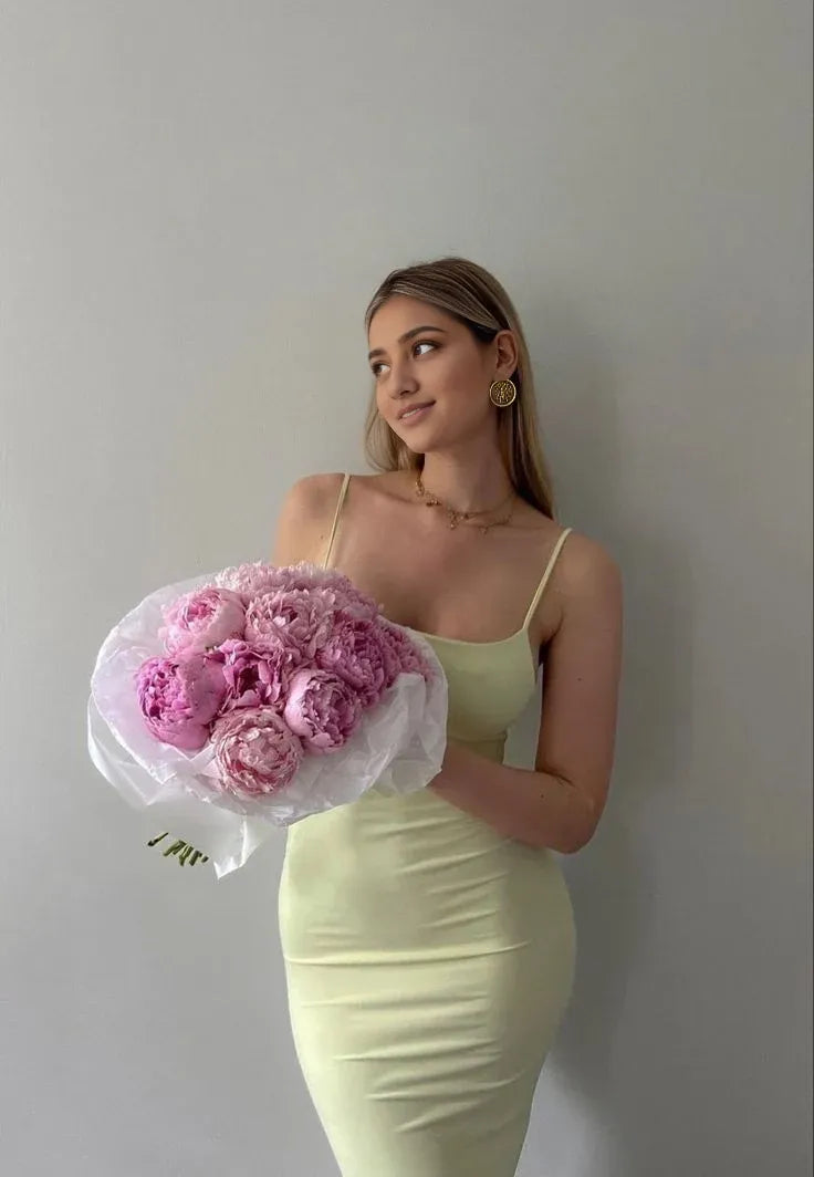 Dress Sexy Mermaid Spaghetti Straps Yellow Satin Backless Evening Gown Prom Dresses