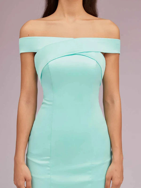 Dress Sexy Off Shoulder Sleeveless Mermaid Trumpet Long Soft Satin Party Solid Color Prom Dresses