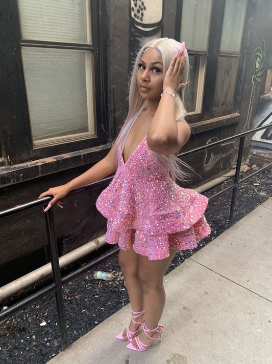 Dress Sexy Short White Mini Dress Sequins Pink Black Party Dresses For Women Backless Homecoming Dress