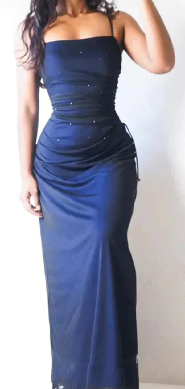 Dress Sexy Spaghetti Strap Sleeveless Mermaid Satin Long Evening Prom Dresses Party Dress