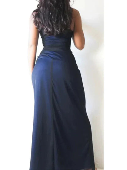 Dress Sexy Spaghetti Strap Sleeveless Mermaid Satin Long Evening Prom Dresses Party Dress