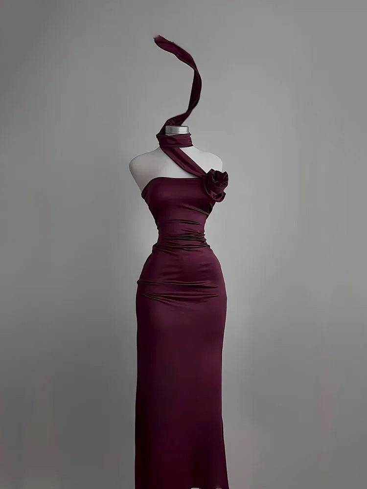 Dress Sexy Strapless Backless Long Dress Women Summer Fashion Ribbon Flower Party Evening Dresses Elegant Sleeveless Bodycon Prom Dress