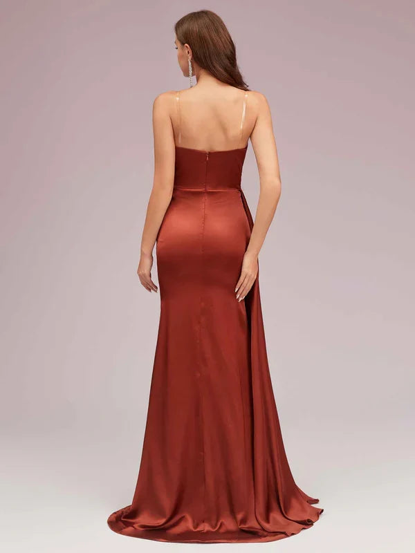 Dress Sexy Sweetheart Strapless Maxi Dress Soft Satin Mermaid Graduation Pleated Prom Dresses