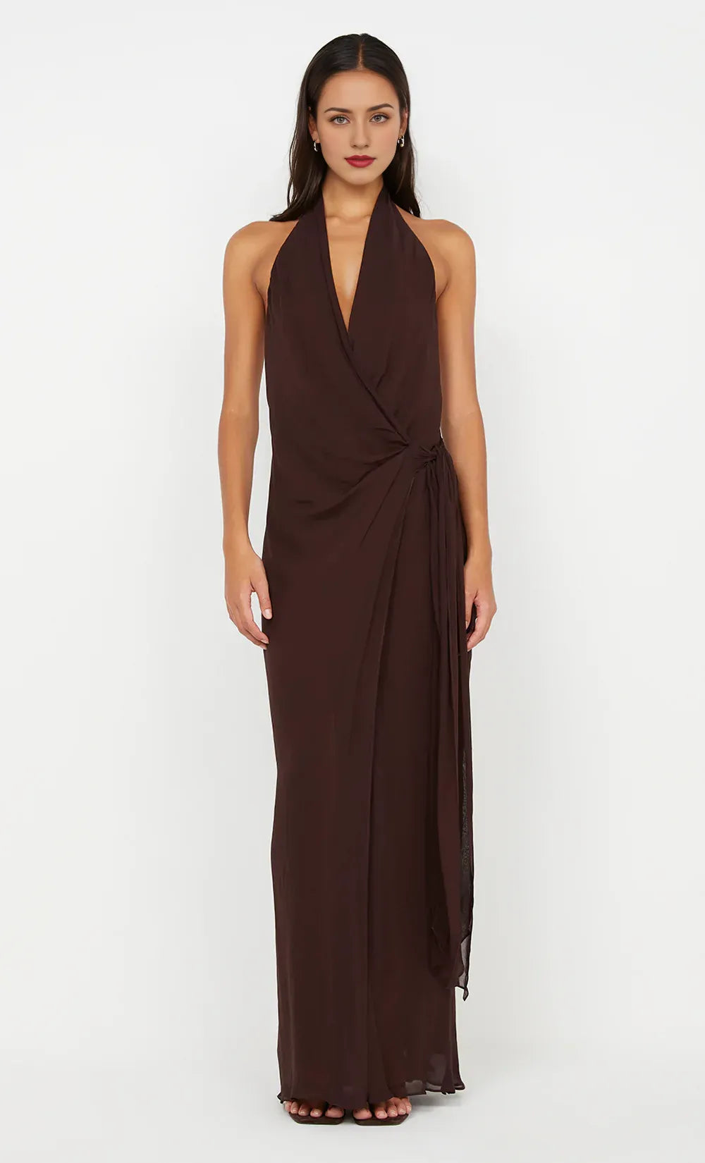 Dress Sexy V Neck Pleated Maxi Dress Sleeveless Sheath Column Solid Color Backless Prom Dress