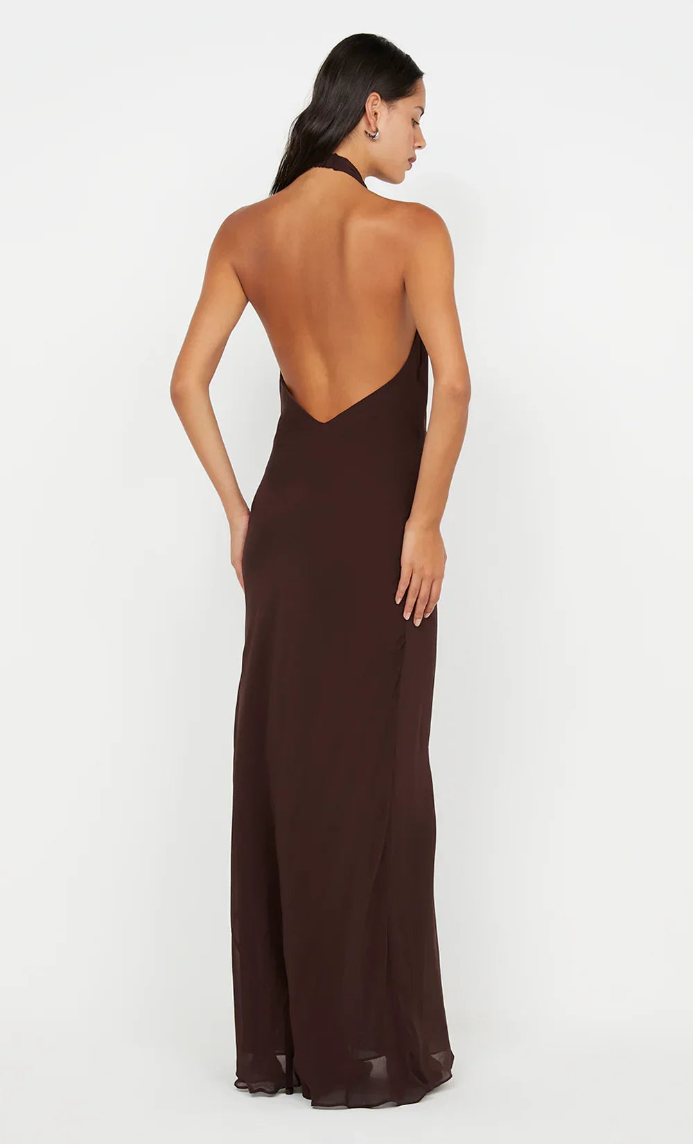 Dress Sexy V Neck Pleated Maxi Dress Sleeveless Sheath Column Solid Color Backless Prom Dress