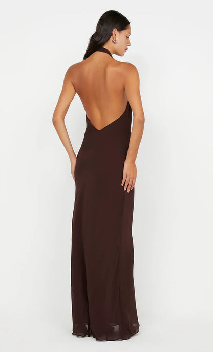 Dress Sexy V Neck Pleated Maxi Dress Sleeveless Sheath Column Solid Color Backless Prom Dress