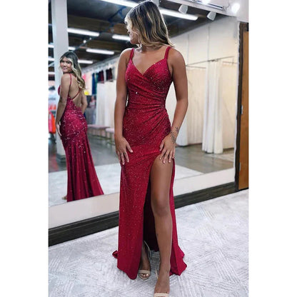 Dress SheathColumn Sweetheart Sequined Split Prom Evening Formal Dress Party Dress