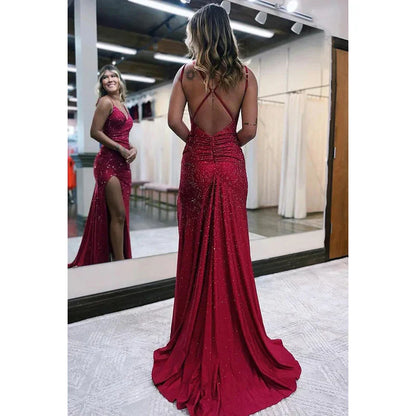 Dress SheathColumn Sweetheart Sequined Split Prom Evening Formal Dress Party Dress