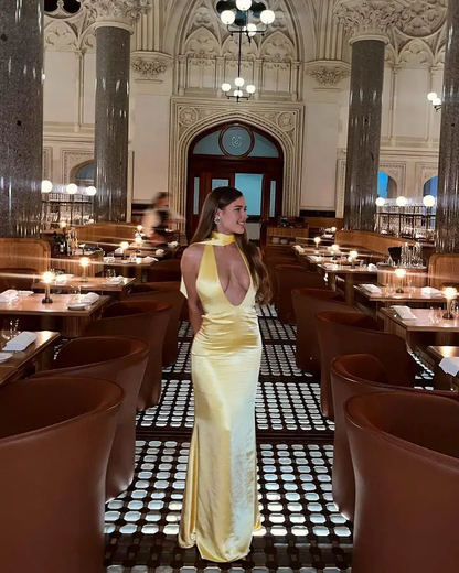 Dress Sheer Pink Off Shoulder Satin Open Back Party Dress Lake Blue Deep V Neck Floor Length Prom Dress