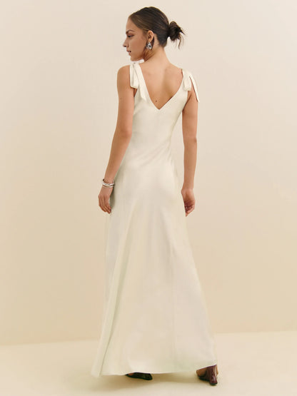 Dress Simple Deep V Neck Sleeveless Mermaid Prom Dress Maxi Dress V Back Evening Dress