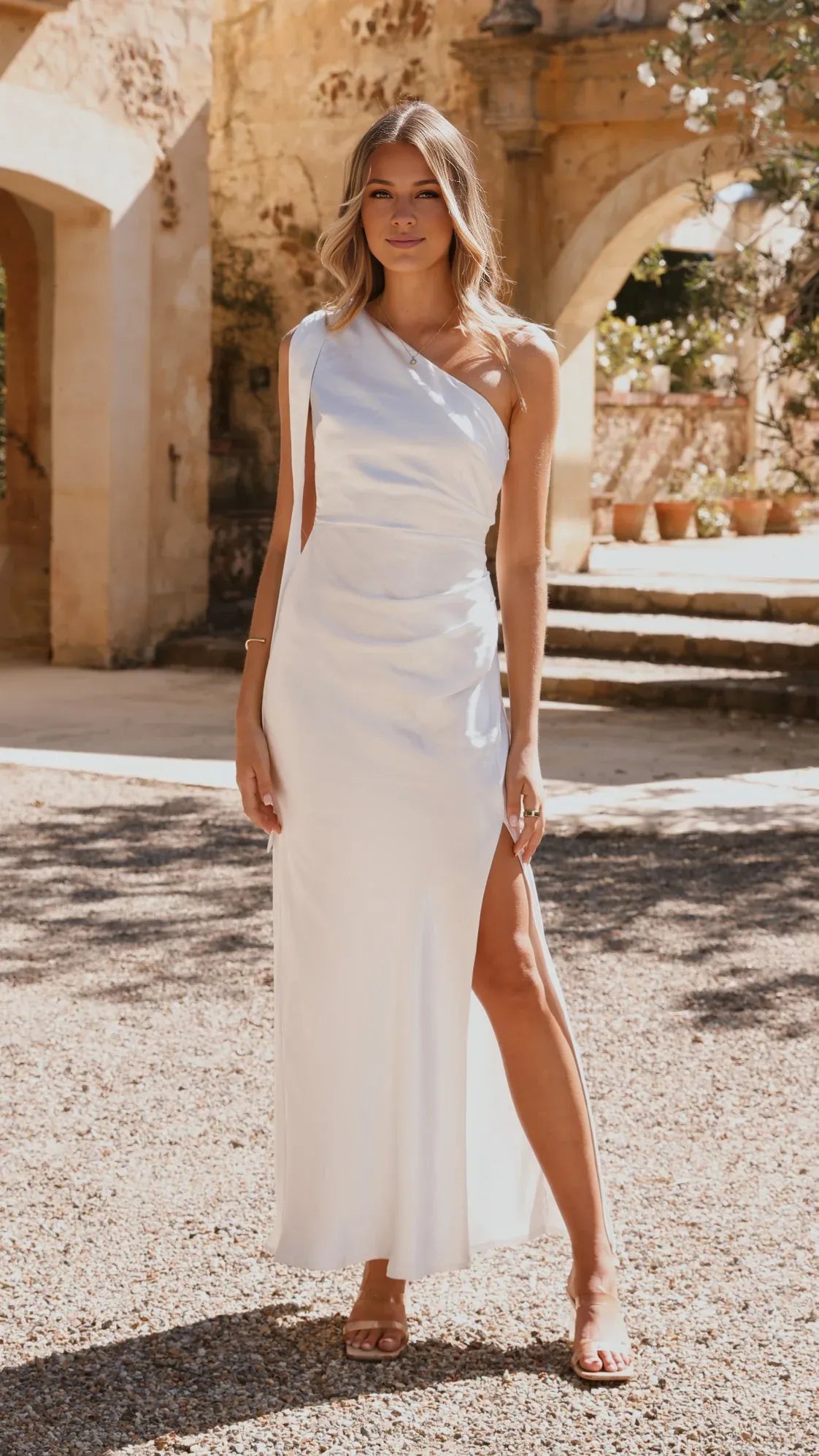 Dress Simple One Shoulder Maxi Dress Black Sheath Backless Solid Color Sleeveless Prom Dress