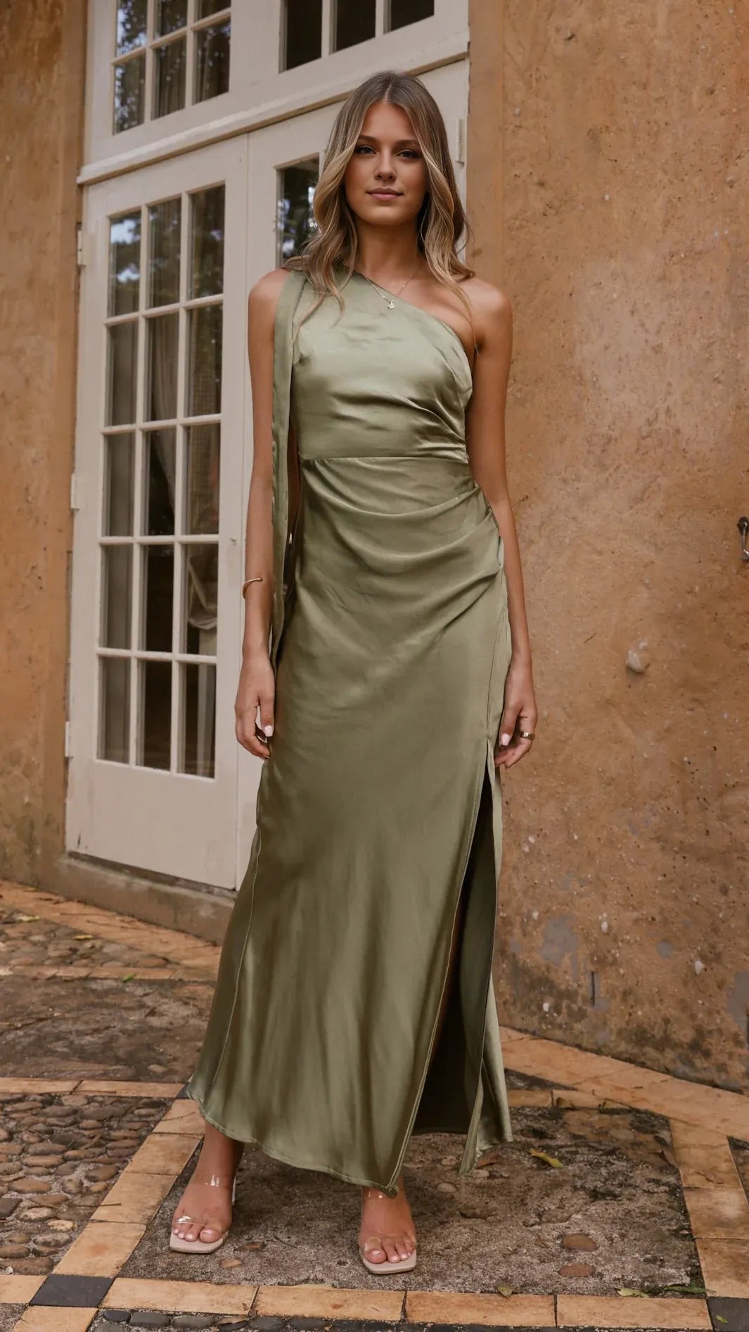 Dress Simple One Shoulder Maxi Dress Black Sheath Backless Solid Color Sleeveless Prom Dress