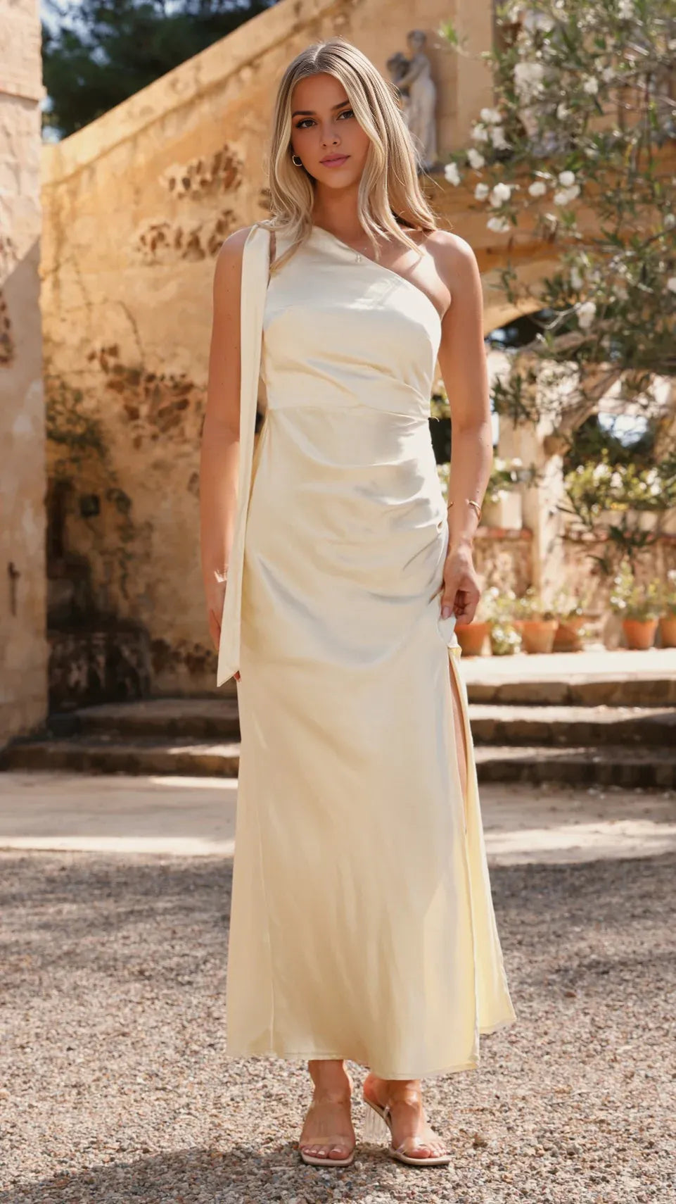 Dress Simple One Shoulder Maxi Dress Black Sheath Backless Solid Color Sleeveless Prom Dress