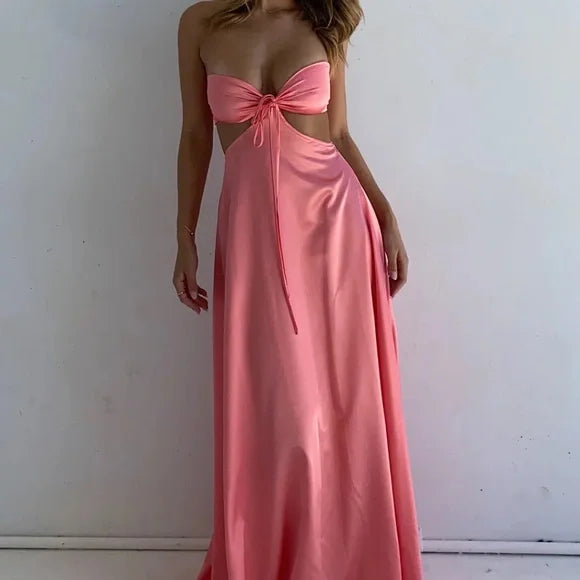 Dress Simple Strapless Prom Dress Sleeveless Floor Length Formal Wear Dresses
