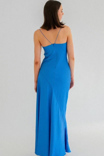 Dress Simple Sheath Spaghetti Straps Pink Long Party Prom Dress with Split Front