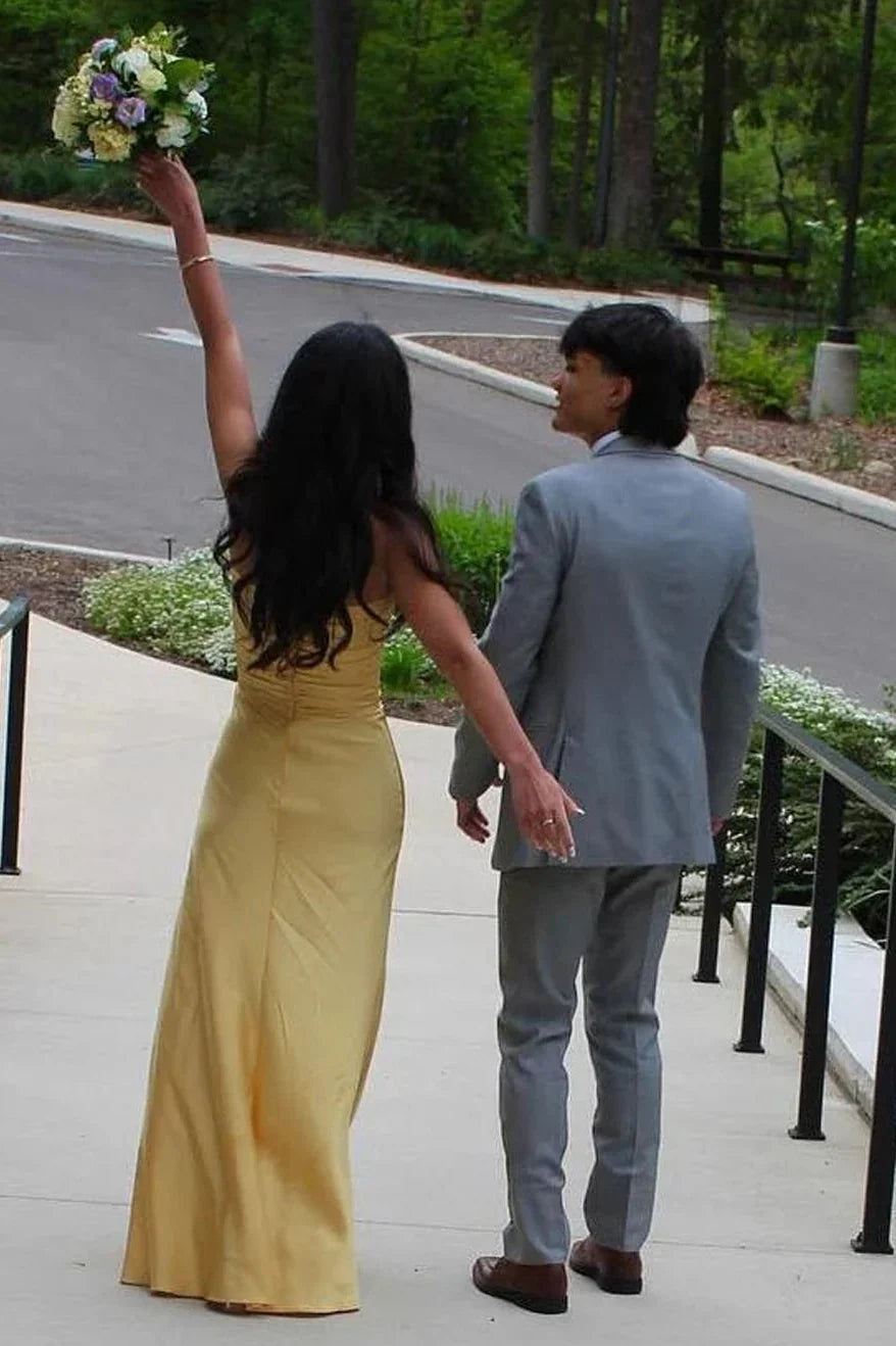 Dress Simple Sheath Sweetheart Blue Long Prom Dress with Keyhole
