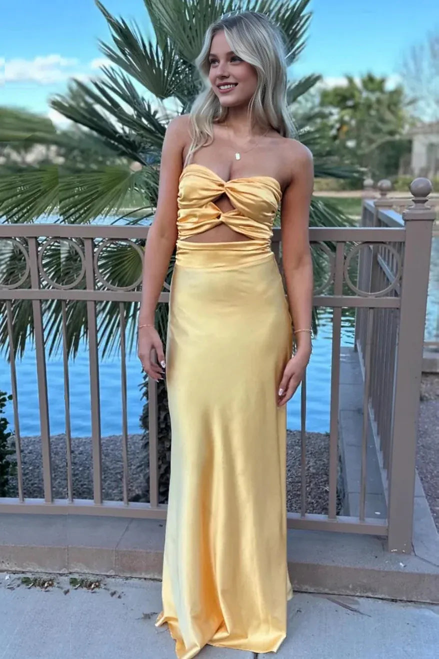 Dress Simple Sheath Sweetheart Blue Long Prom Dress with Keyhole