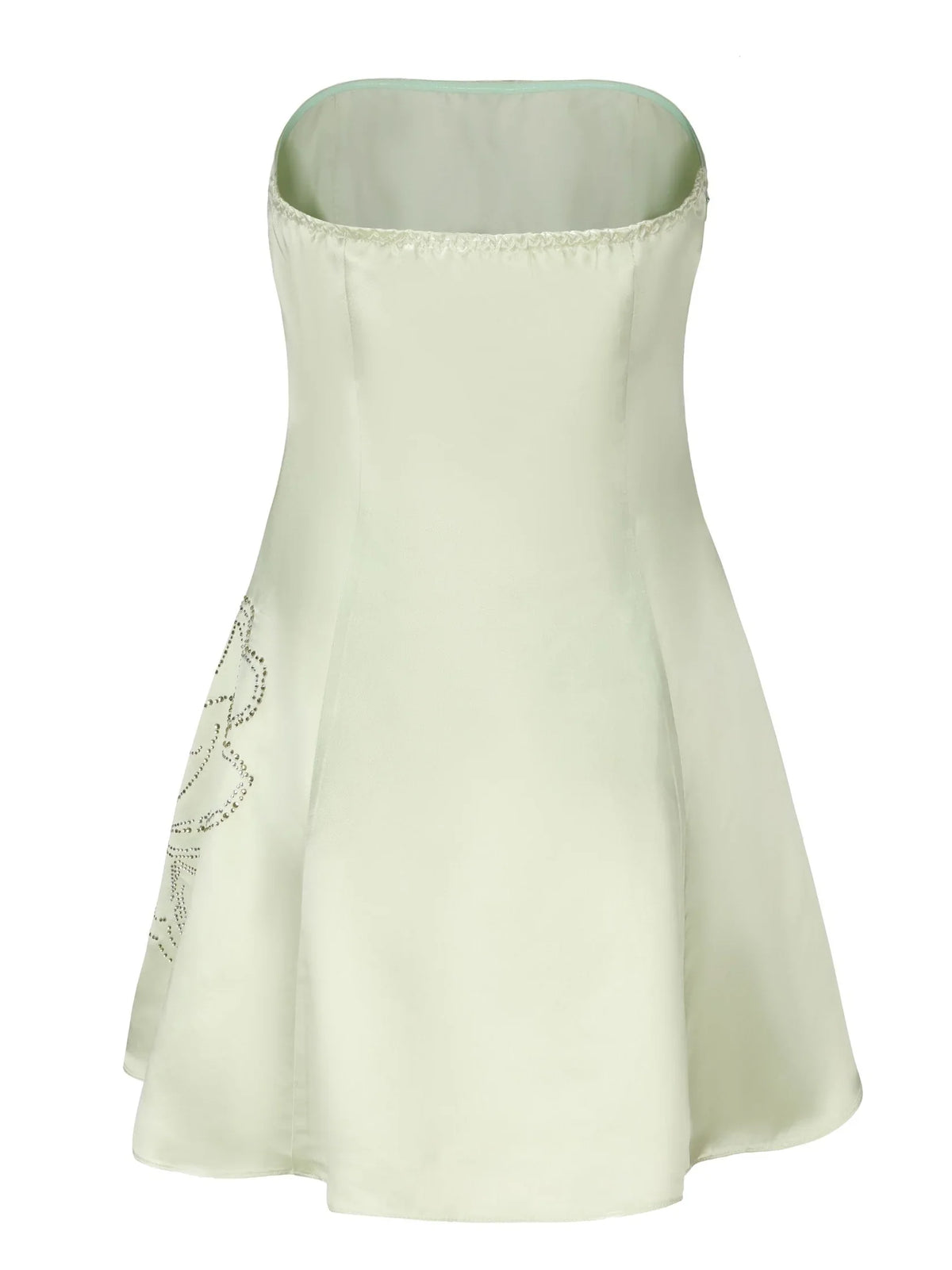 Dress Simple Strapless A-line Sleeveless Homecoming Dress Open Back Green Mini Dress
