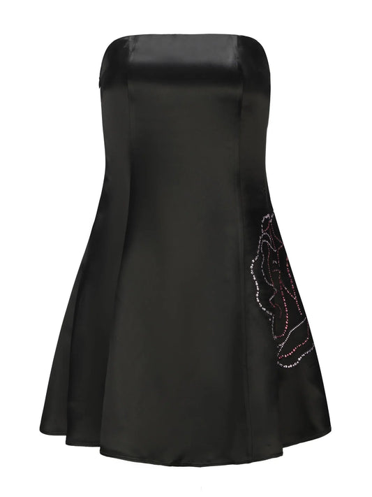 Dress Simple Strapless A-line Sleeveless Homecoming Dress Open Back Green Mini Dress