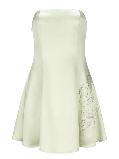 Dress Simple Strapless A-line Sleeveless Homecoming Dress Open Back Green Mini Dress