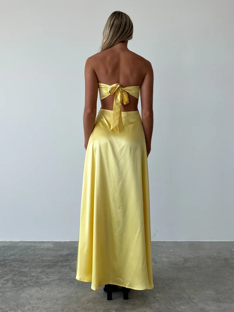 Dress Simple Sweetheart Prom Dress A-Line Cutout Waist Sleeveless Floor-Length Backless Lace Up Maxi Dress