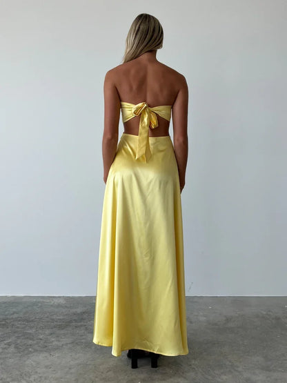 Dress Simple Sweetheart Prom Dress A-Line Cutout Waist Sleeveless Floor-Length Backless Lace Up Maxi Dress