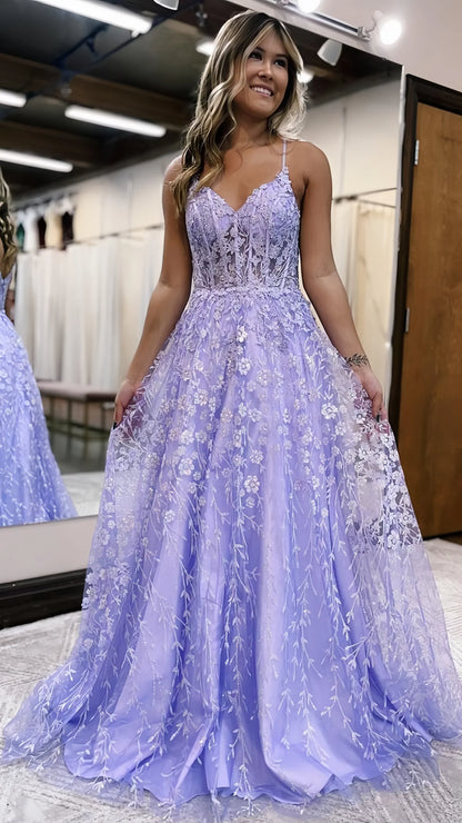Dress Sleeveless Glitter Sequin Lace Evening Dress A-Line Evening Party Gown Spaghetti Straps Prom Dress