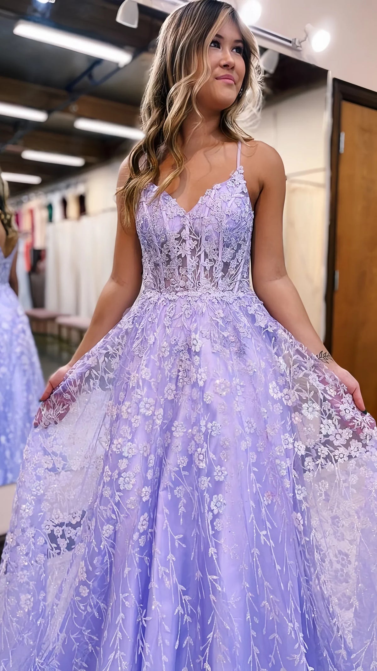 Dress Sleeveless Glitter Sequin Lace Evening Dress A-Line Evening Party Gown Spaghetti Straps Prom Dress
