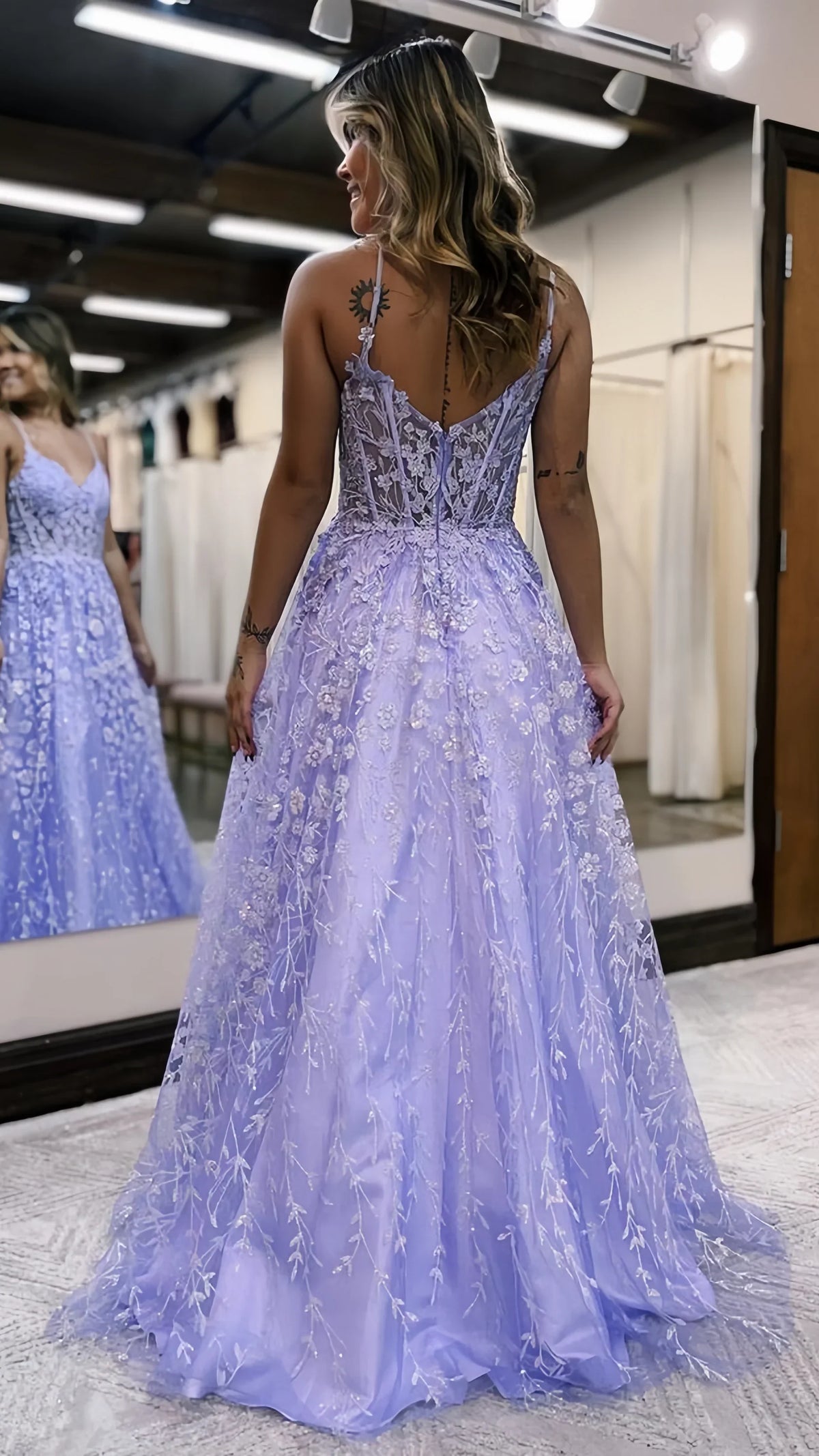 Dress Sleeveless Glitter Sequin Lace Evening Dress A-Line Evening Party Gown Spaghetti Straps Prom Dress