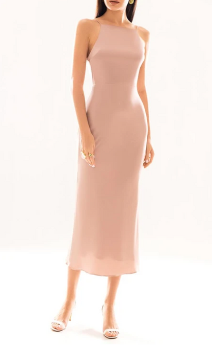 Dress Sleeveless Sheath Spaghetti Neck Tea-length Cocktail Dress Prom Dress Formal Wear Dresses