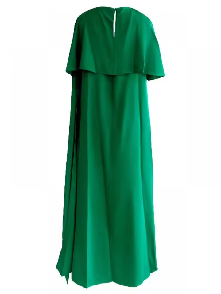 Dress Solid Color Asymmetric Evening Dress for Women New Wrap Sleeves Loose Fit Floor Length Party Dresses
