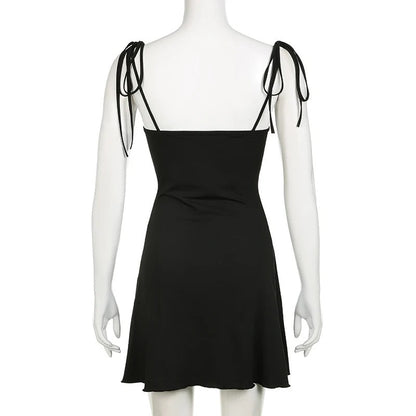 Dress Spaghetti Strappy Black Slim Summer Dress Mini Tierred Sexy Fashion Draped Holidays New Homecoming Dress