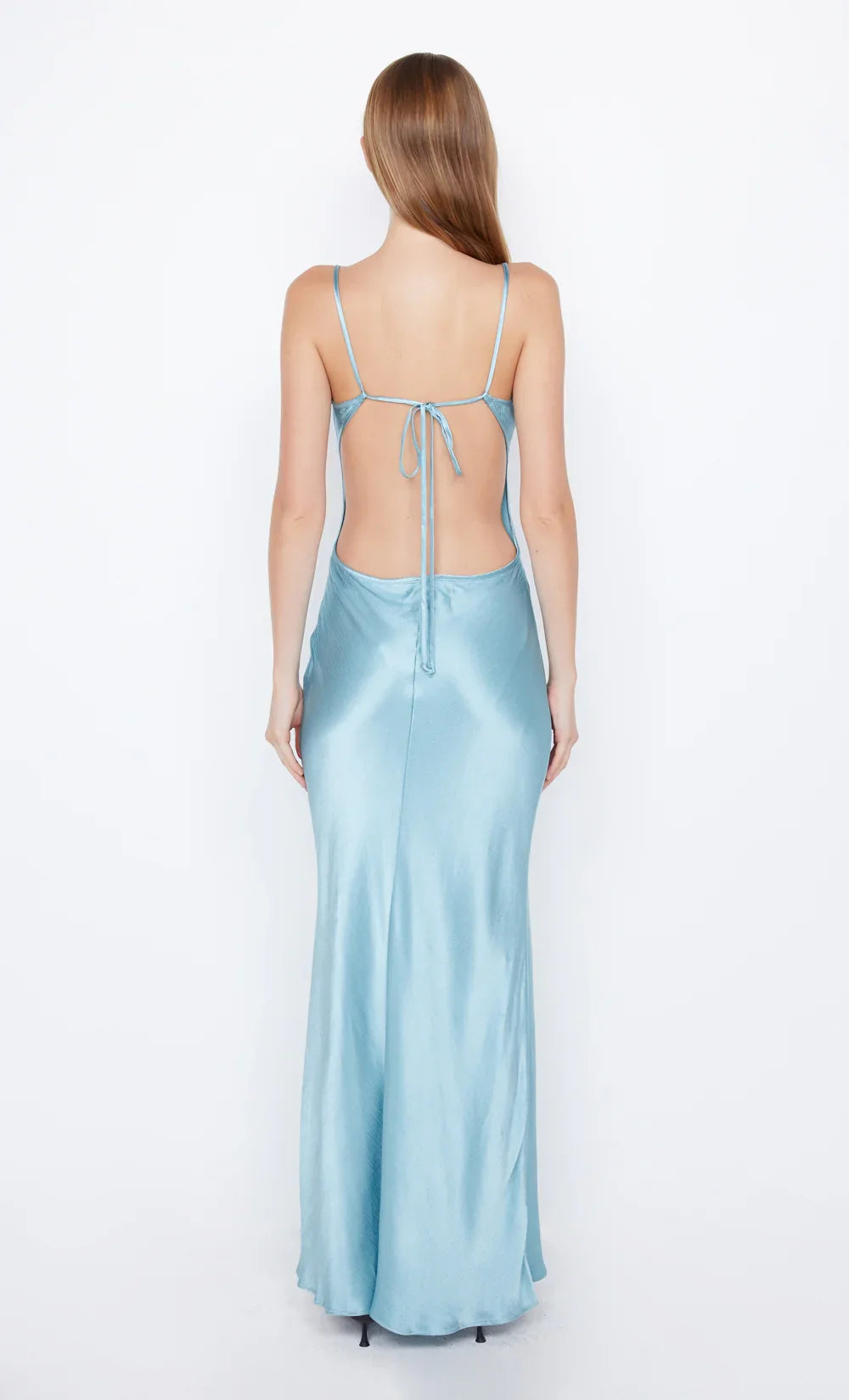 Dress Spaghetti Straps Big V Neck Sleeveless Open Back Lace Up Floor Length Prom Dress