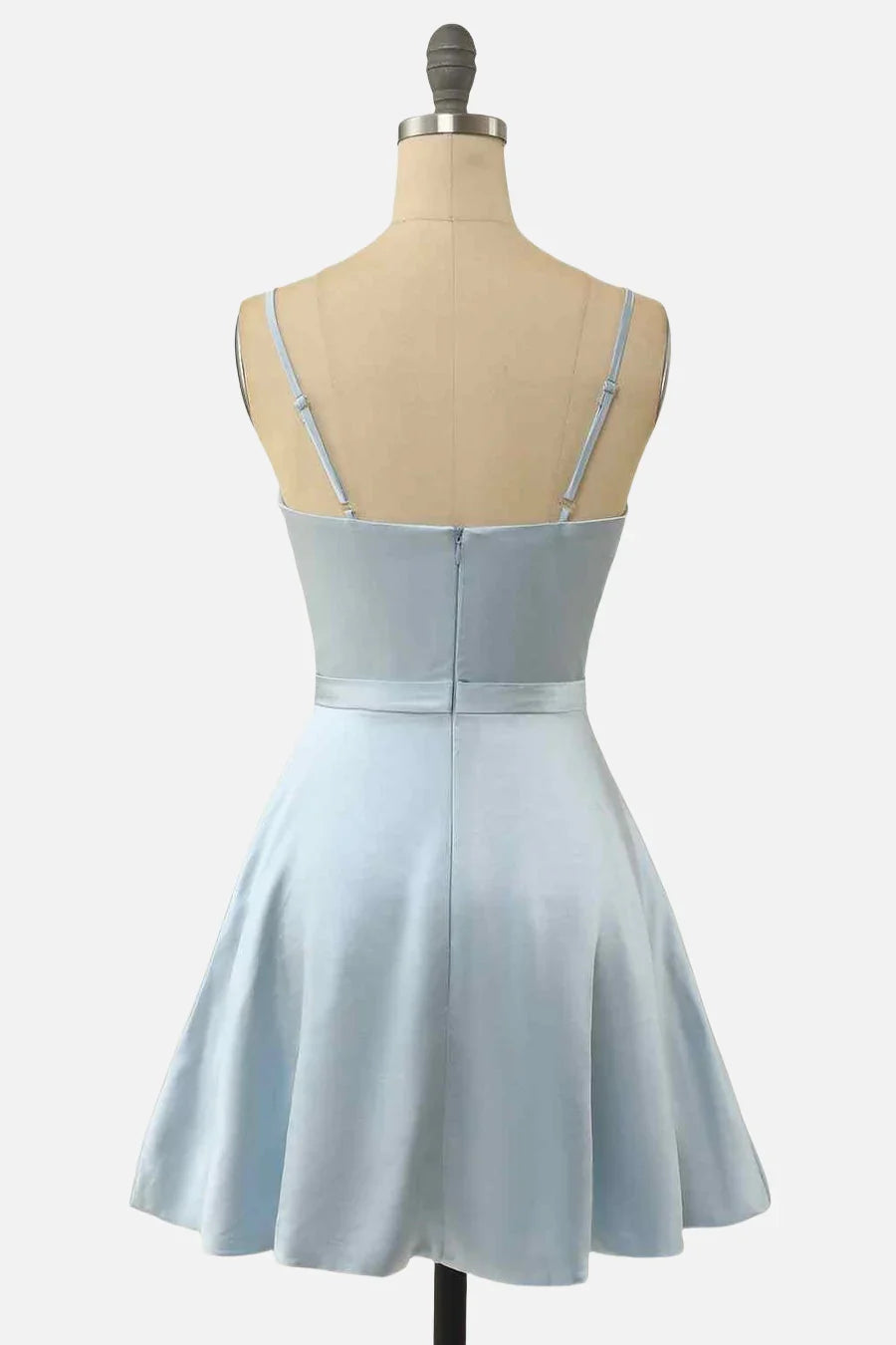 Dress Spaghetti Straps Blush Twist Short Party Dress Zip-Up Back Homecoming Dress