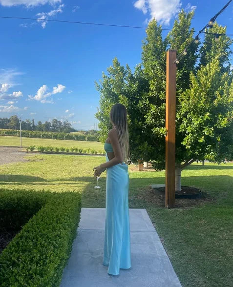 Dress Spaghetti Straps Light Blue Prom Dress Long Evening Dress Formal Wear Dresses