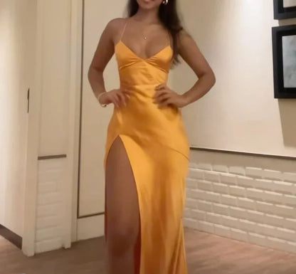 Dress Spaghetti Straps Long Prom Dress Sexy With Side Slit Formal Wear Dresses