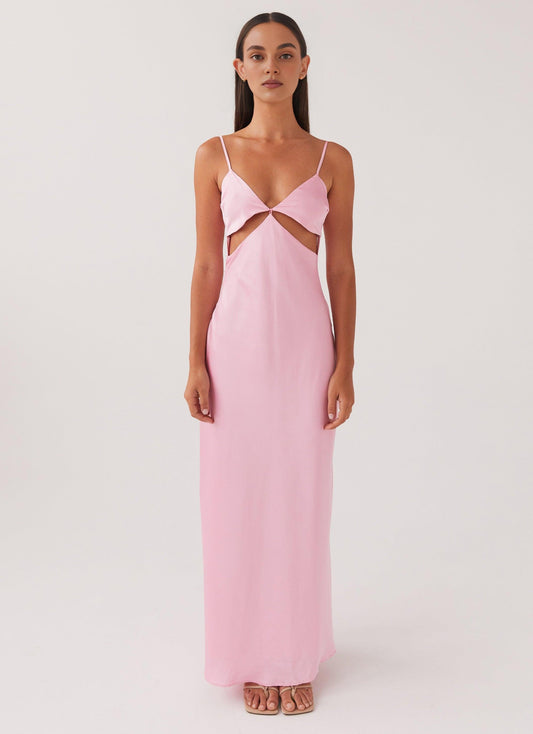 Dress Spaghetti Straps Maxi Dress Sheath Sleeveless Pink Satin Backless Lace Up Prom Dress