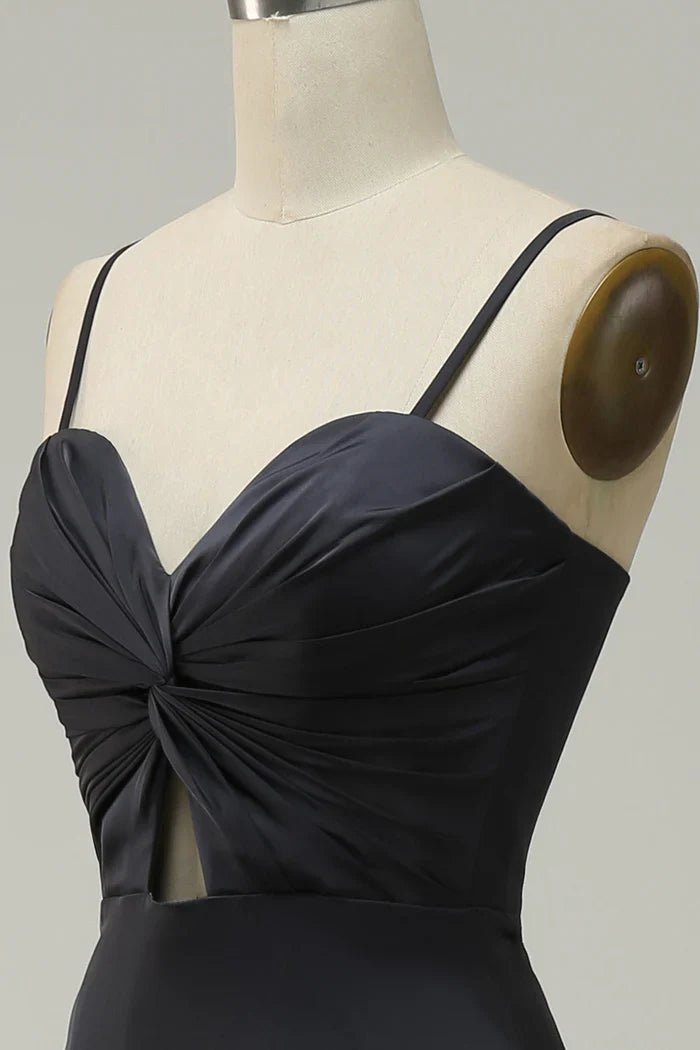 Dress Spaghetti Straps Midi Simple Prom Dress Sleeveless Solid Color Hollow Out Party Dress