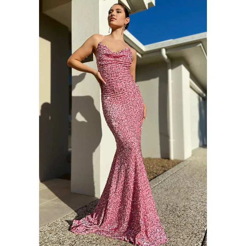 Dress Spaghetti Straps Sequins Mermaid Sparkly Prom Dress Party Dress