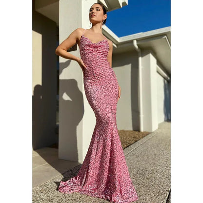 Dress Spaghetti Straps Sequins Mermaid Sparkly Prom Dress Party Dress