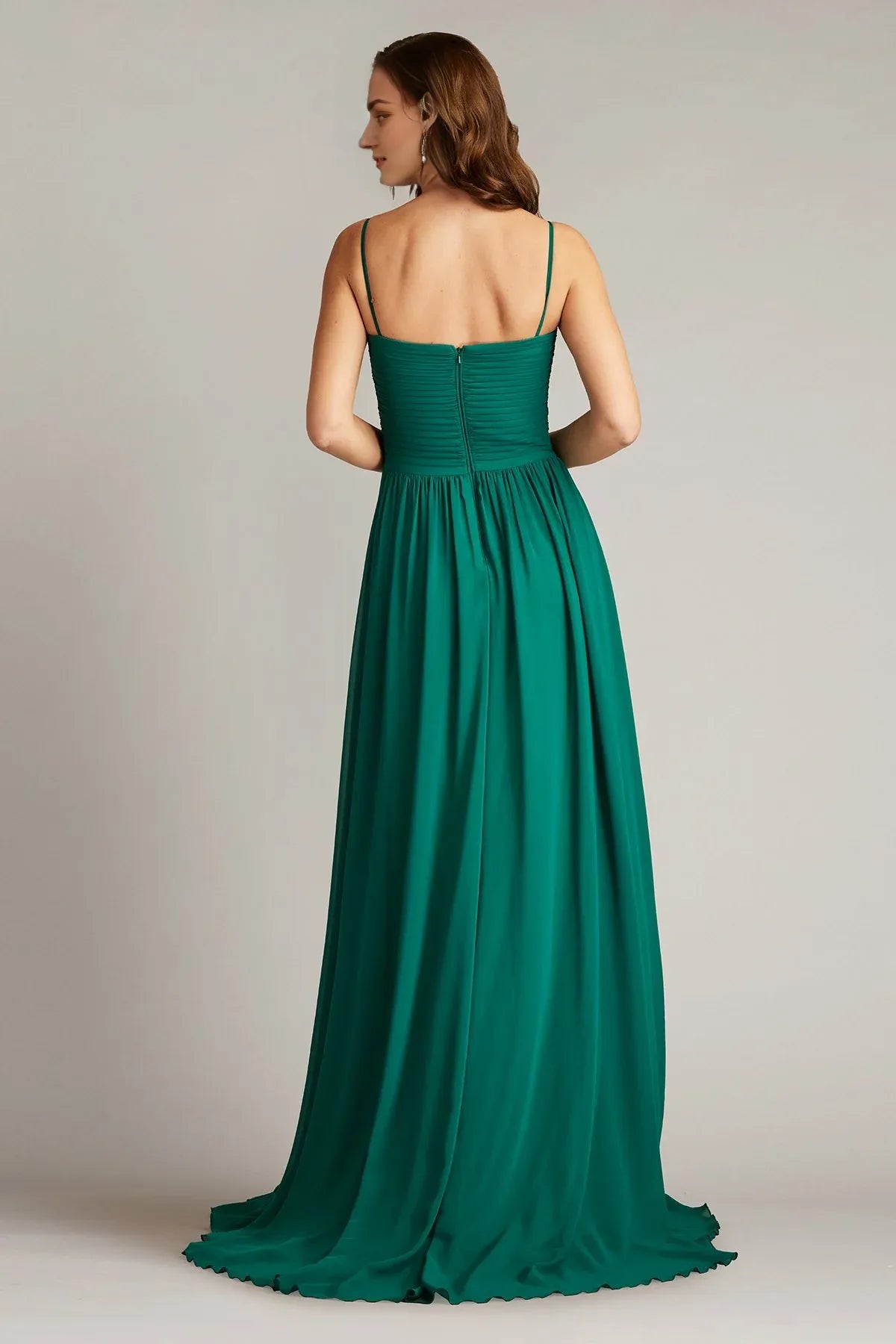 Dress Spaghetti Straps Sleeveless A-Line Maxi Dress Formal Fitted Zipper-Up Prom Dress With Sweep/Brush Train