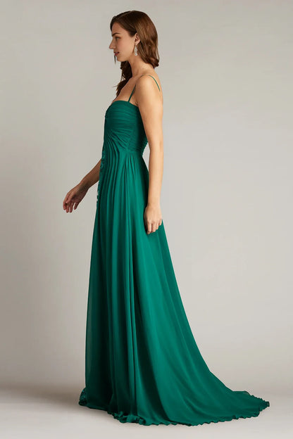 Dress Spaghetti Straps Sleeveless A-Line Maxi Dress Formal Fitted Zipper-Up Prom Dress With Sweep/Brush Train