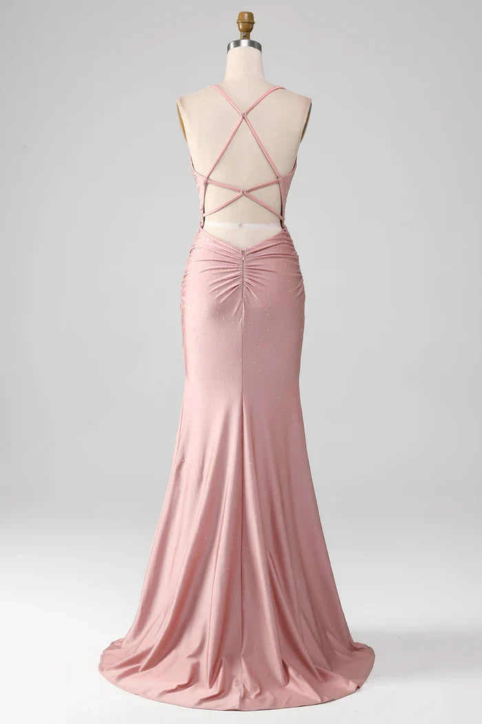 Dress Sparkly Blush Beaded Party Dress Sleeveless Maxi Dress With Mermaid Prom Dress