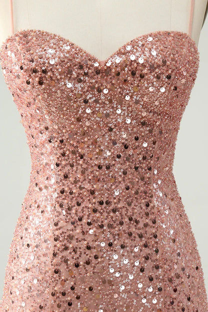 Dress Sparkly Blush Spaghetti Straps A Line Short Homecoming Dress Sleeveless Sequins Party Dress
