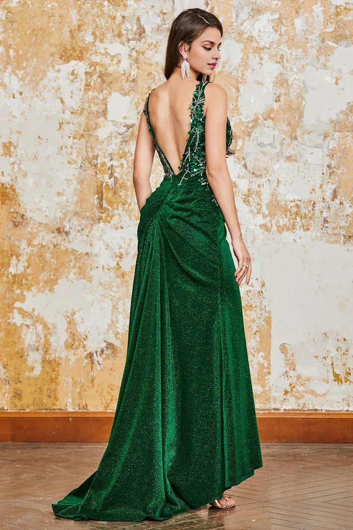 Dress Sparkly Dark Green Mermaid Maxi Dress Prom Dress Formal Dress With Sequins Evening Dress